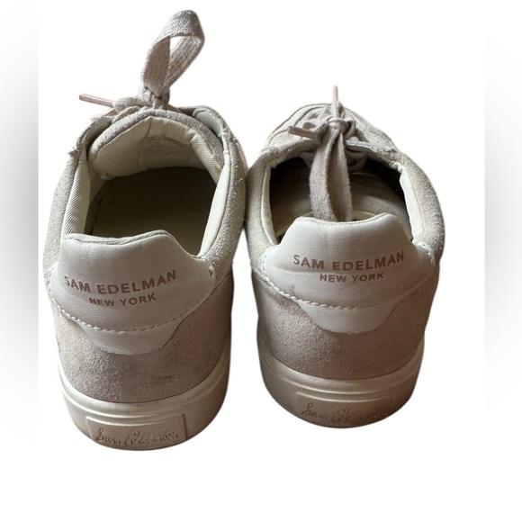 Women’s Sam Edelman Beige Leather Sneakers Size 8.5 - Picture 4 of 6